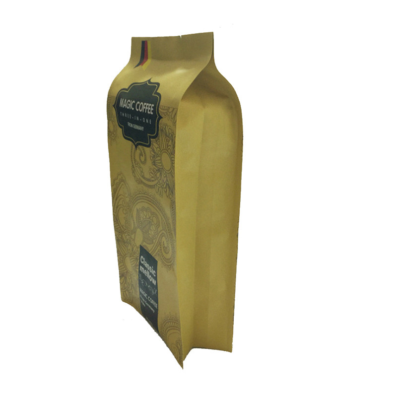 Gepersonaliseerde Kraft-papieren platte bodemzak voor koffiebonen en voedselverpakkingen05