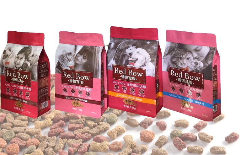 1.flat bottom dry pet food packaging bags
