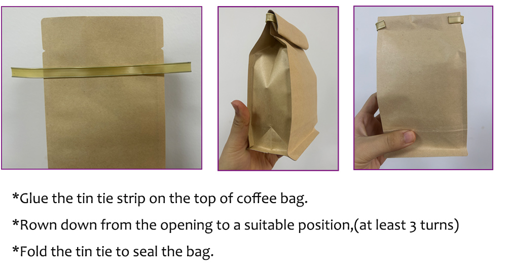 2.how to use 5.kraft tin tie coffee bags