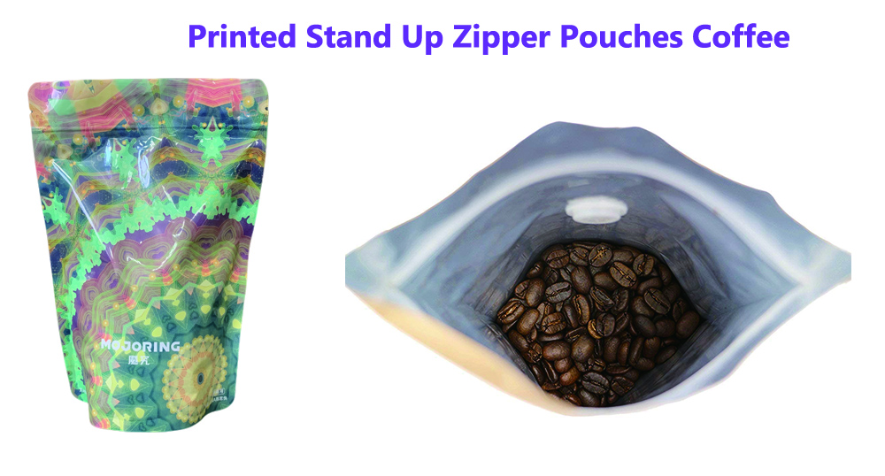 3.Printed Stand Up Zipper Pouches Coffee